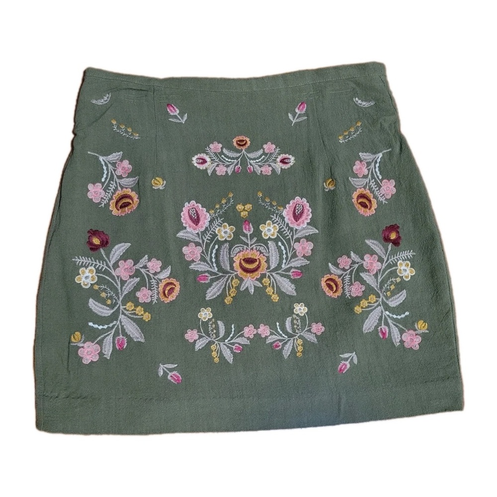 NWT-Entro Embroidered Linen Skirt - Picture 2 of 4